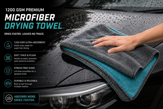 SNAP CLEAN Premium Microfiber Wash & Dry Kit | 1200 GSM Drying Towel + Microfiber Wash Mitt | Scratch-Free Car Cleaning
