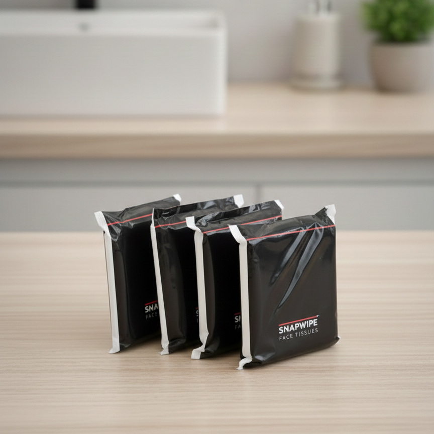 Snapwipe Midnight Edition – Car Tissue Kit (4 Refills Included)