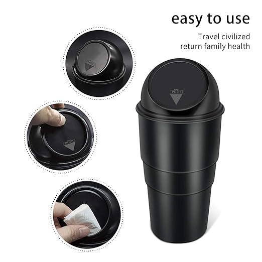 Car Dustbin 1 Pc – Waste Management Bin for Car, Office, Home & Vehicle – Car Accessories, Portable Garbage Organizer with Lid, Small Trash Box for Table, Desk, Kitchen & Travel (Black)