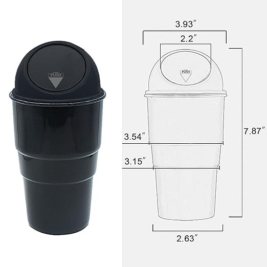 Car Dustbin 1 Pc – Waste Management Bin for Car, Office, Home & Vehicle – Car Accessories, Portable Garbage Organizer with Lid, Small Trash Box for Table, Desk, Kitchen & Travel (Black)