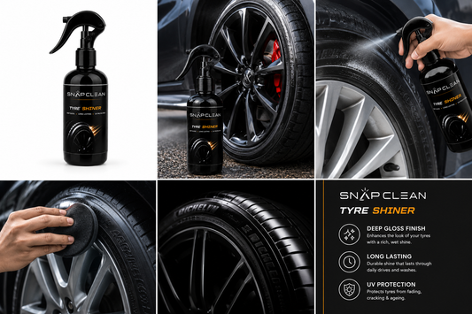 SNAP CLEAN Tyre Shiner Spray | Long Lasting Deep Gloss Tire Shine | UV Protection | 300ml