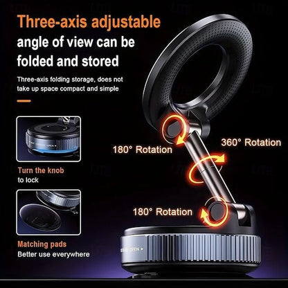 360° Magnetic Vacuum Phone Holder – Universal Hands-Free Mobile Mount