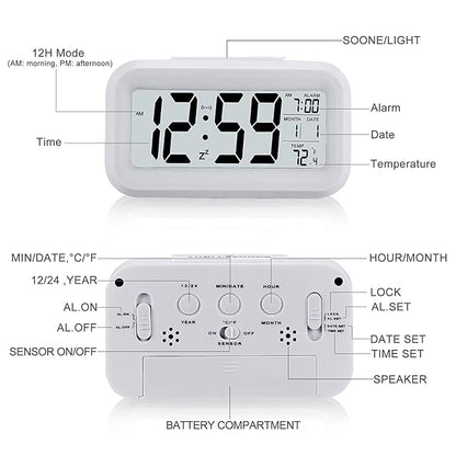 Smart LCD Alarm Clock with Temperature