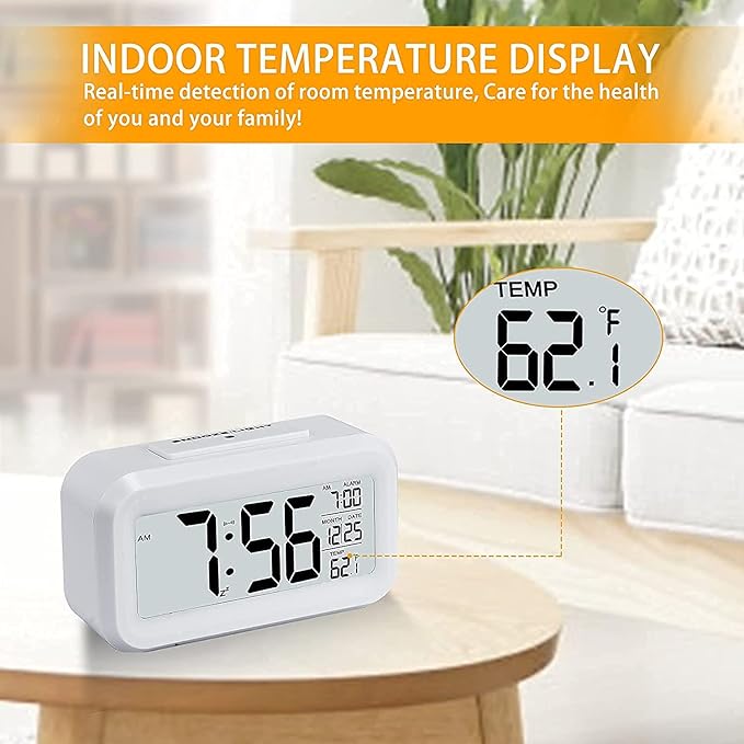 Smart LCD Alarm Clock with Temperature