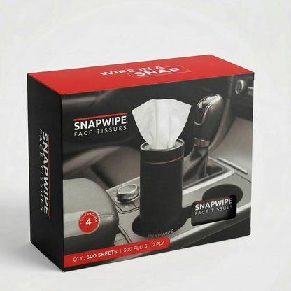 Snapwipe Midnight Edition – Car Tissue Kit (4 Refills Included)