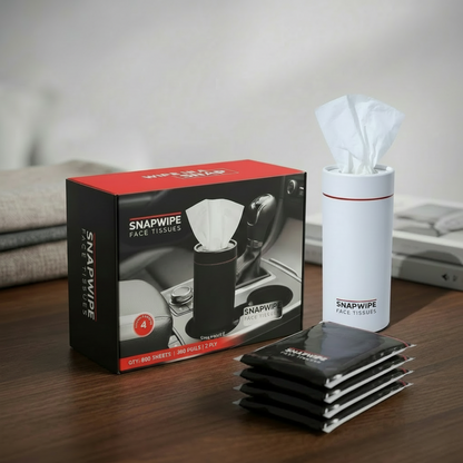 Snapwipe Arctic White – Car Tissue Kit (4 Refills Included)