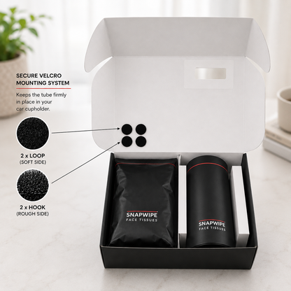 Snapwipe Midnight Edition – Car Tissue Kit (4 Refills Included)