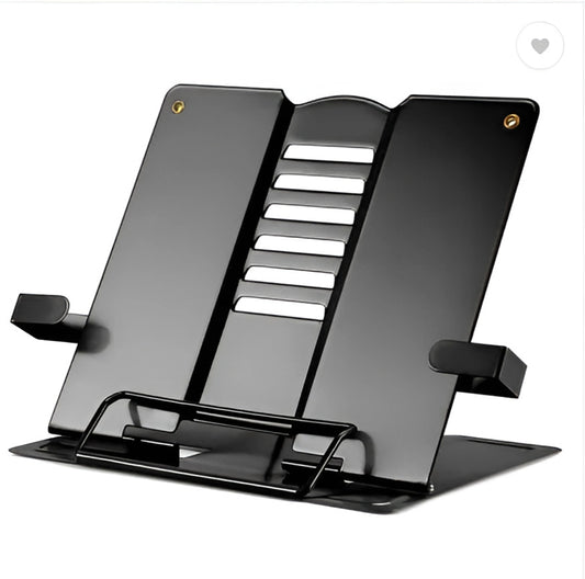 Heavy-Duty Metal Book Stand with Adjustable Page Clips