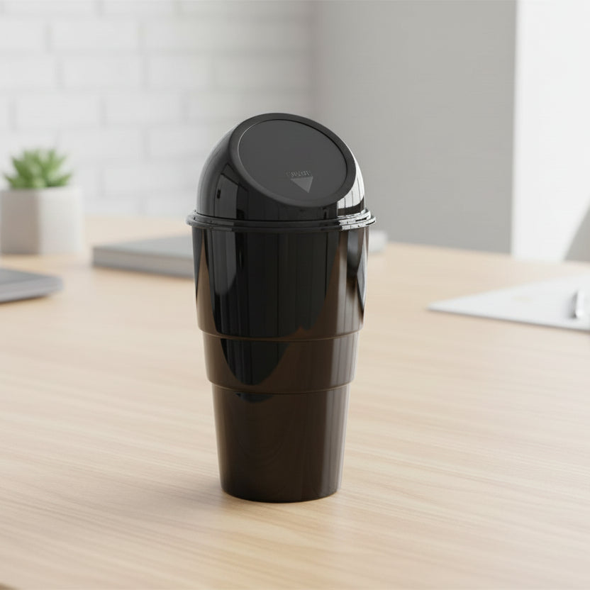 Car Dustbin 1 Pc – Waste Management Bin for Car, Office, Home & Vehicle – Car Accessories, Portable Garbage Organizer with Lid, Small Trash Box for Table, Desk, Kitchen & Travel (Black)