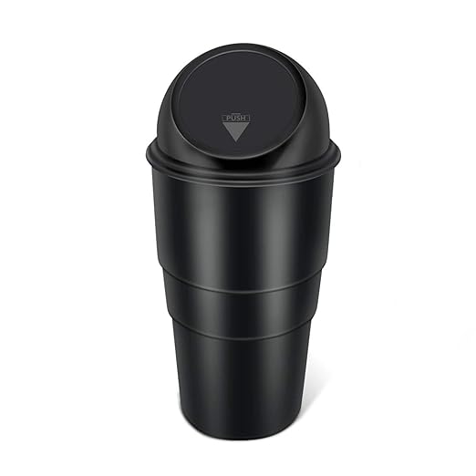Car Dustbin 1 Pc – Waste Management Bin for Car, Office, Home & Vehicle – Car Accessories, Portable Garbage Organizer with Lid, Small Trash Box for Table, Desk, Kitchen & Travel (Black)