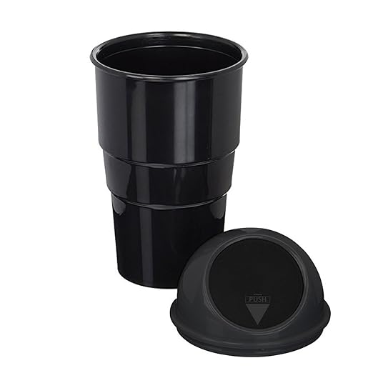 Car Dustbin 1 Pc – Waste Management Bin for Car, Office, Home & Vehicle – Car Accessories, Portable Garbage Organizer with Lid, Small Trash Box for Table, Desk, Kitchen & Travel (Black)