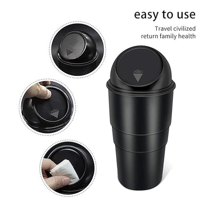 Car Dustbin 1 Pc – Waste Management Bin for Car, Office, Home & Vehicle – Car Accessories, Portable Garbage Organizer with Lid, Small Trash Box for Table, Desk, Kitchen & Travel (Black)