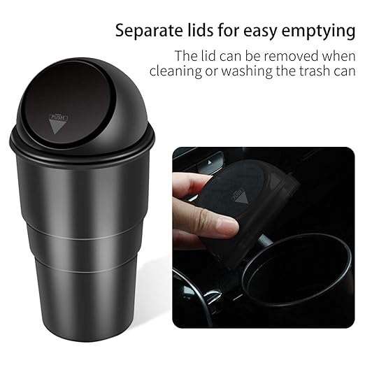 Car Dustbin 1 Pc – Waste Management Bin for Car, Office, Home & Vehicle – Car Accessories, Portable Garbage Organizer with Lid, Small Trash Box for Table, Desk, Kitchen & Travel (Black)