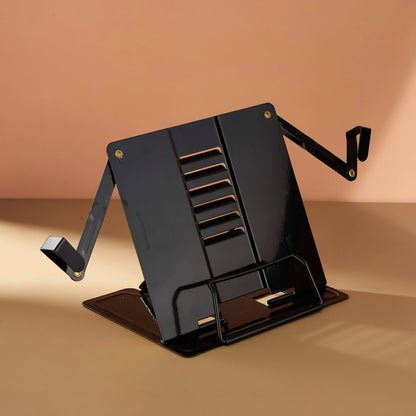 Heavy-Duty Metal Book Stand with Adjustable Page Clips