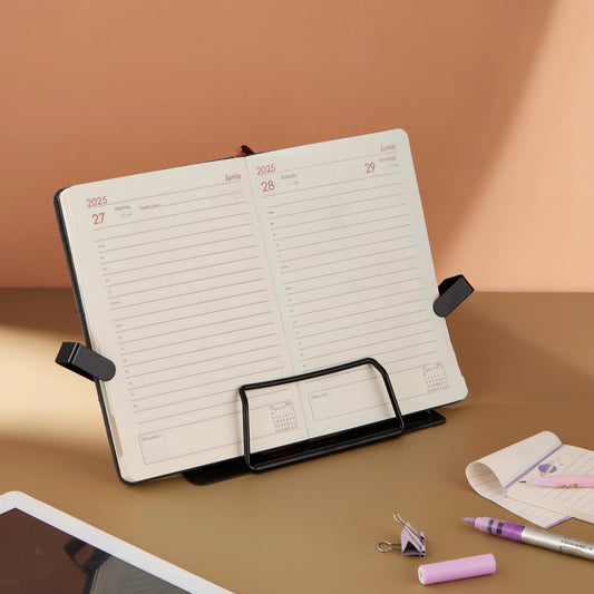 Heavy-Duty Metal Book Stand with Adjustable Page Clips